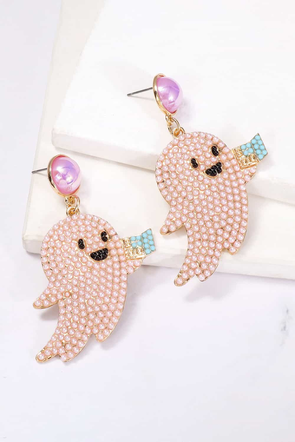 Ghost Shape Synthetic Pearl Dangle Earrings