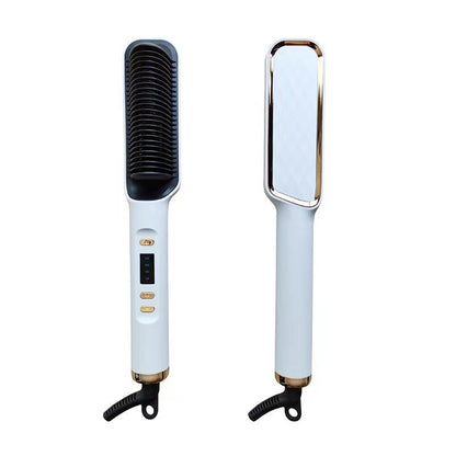 Peigne à cheveux raides, Lcd, bâton de friser pour personne paresseuse à ions négatifs domestiques, salon de coiffure à double usage, lisseur électrique