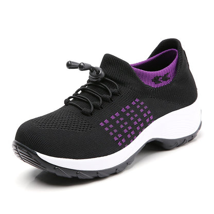 New Large Size High Elastic Fly Woven Breathable Shoes Fashion Light Socks Women's Sports Shoes