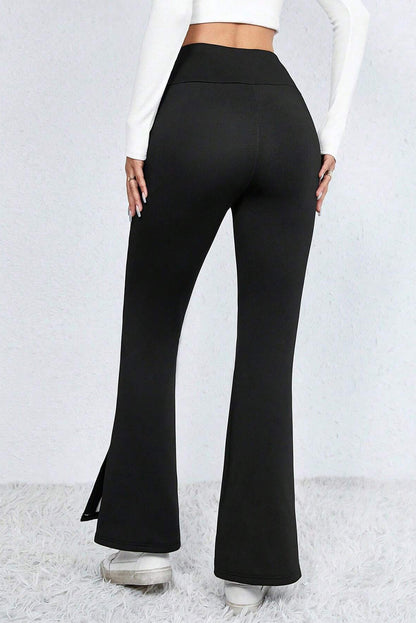 Slit High Waist Bootcut Pants