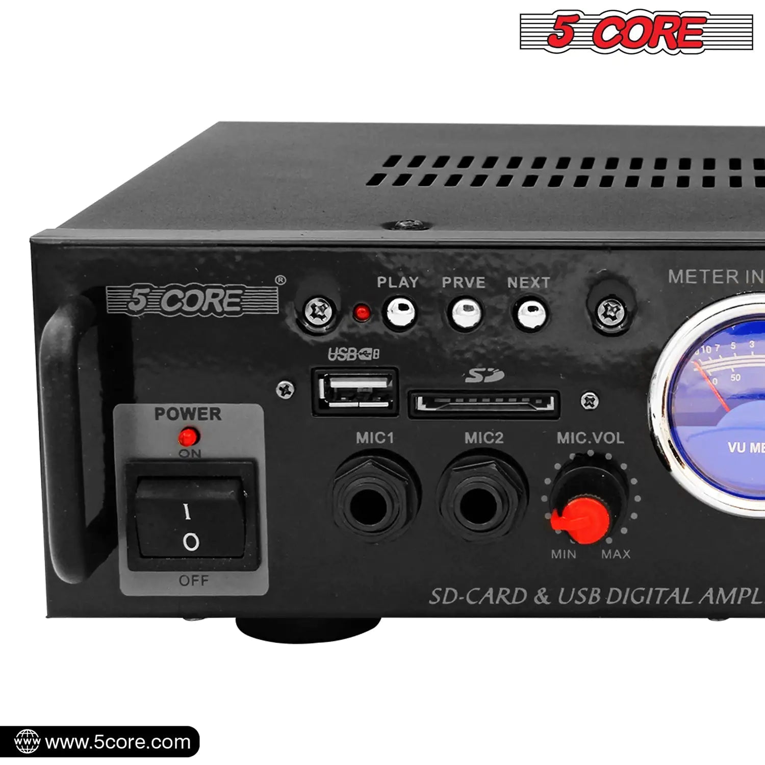 5Core Dual Channel Car Amplifier 300W Sub Woofer Speaker Receiver with USB + SD Card + 2 Mic - Jaazi Intl