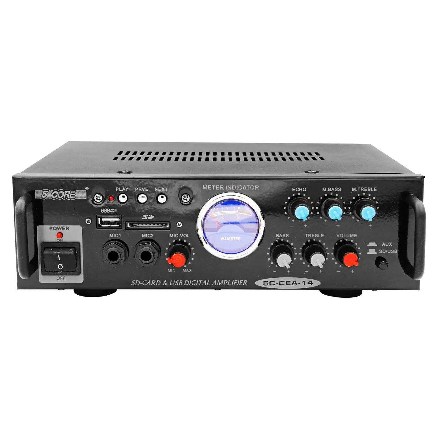 5Core Dual Channel Car Amplifier 300W Sub Woofer Speaker Receiver with USB + SD Card + 2 Mic - Jaazi Intl