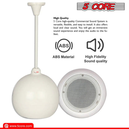 5Core Pendant Hanging Wall Speaker 15W Commercial Ceiling Mount speakers 8 Ohm Office Home Restaurant - Jaazi Intl