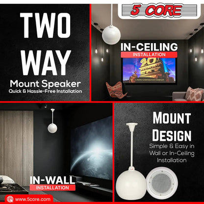 5Core Pendant Hanging Wall Speaker 15W Commercial Ceiling Mount speakers 8 Ohm Office Home Restaurant - Jaazi Intl