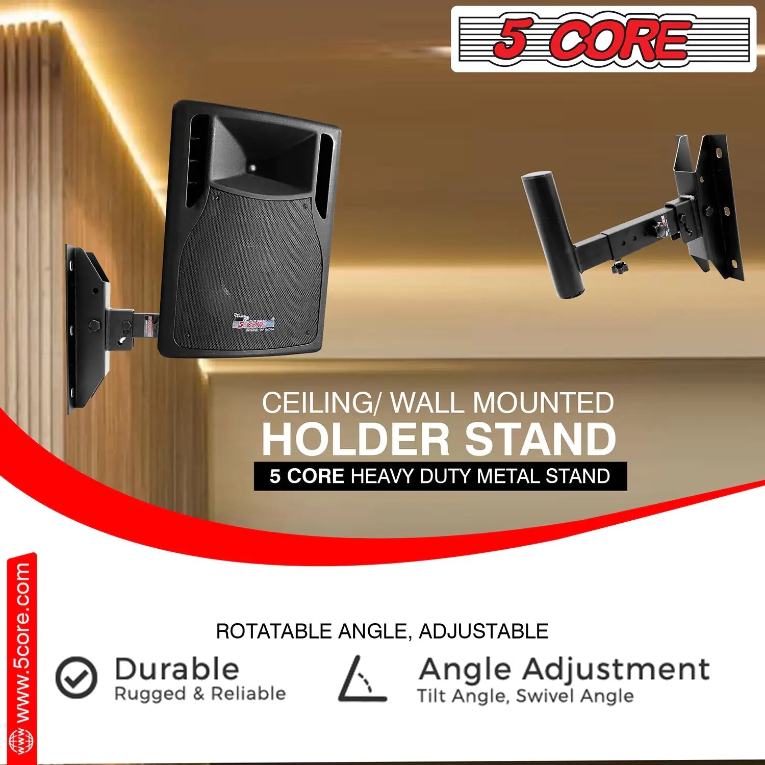 5Core Speaker Wall Mount Rotatable Angle Mounting Bracket Wall Speakers Holder - Jaazi Intl