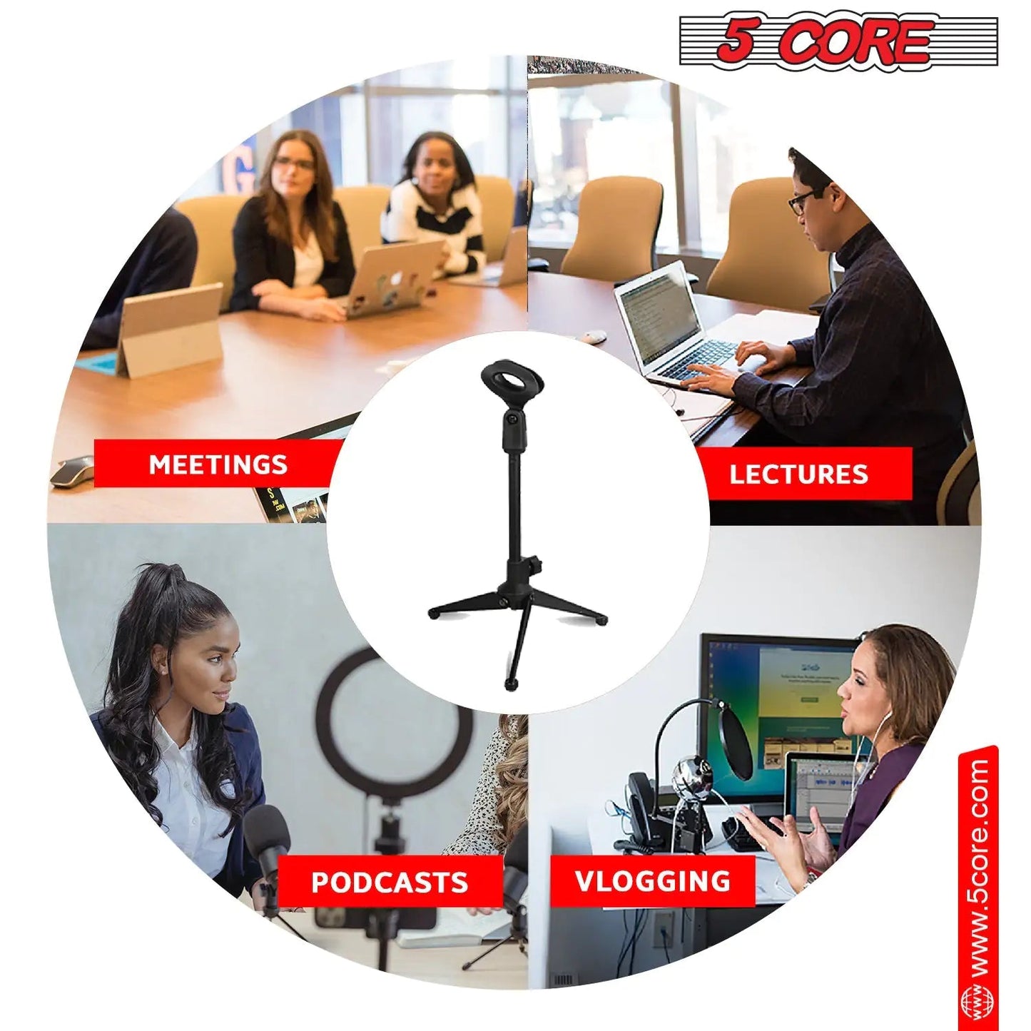 5Core Tripod Desktop Mic Stand Universal Desk Microphone Holder Table Top Stands - Jaazi Intl