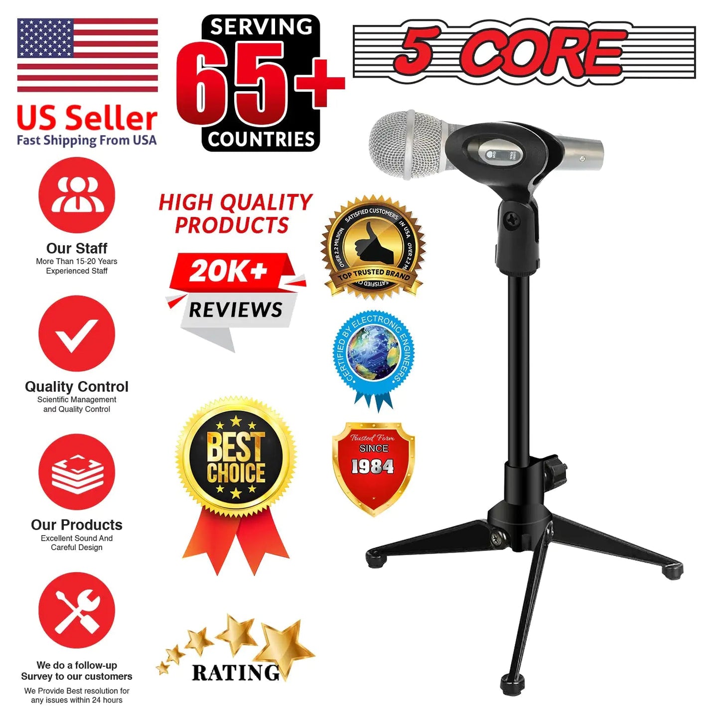 5Core Tripod Desktop Mic Stand Universal Desk Microphone Holder Table Top Stands - Jaazi Intl