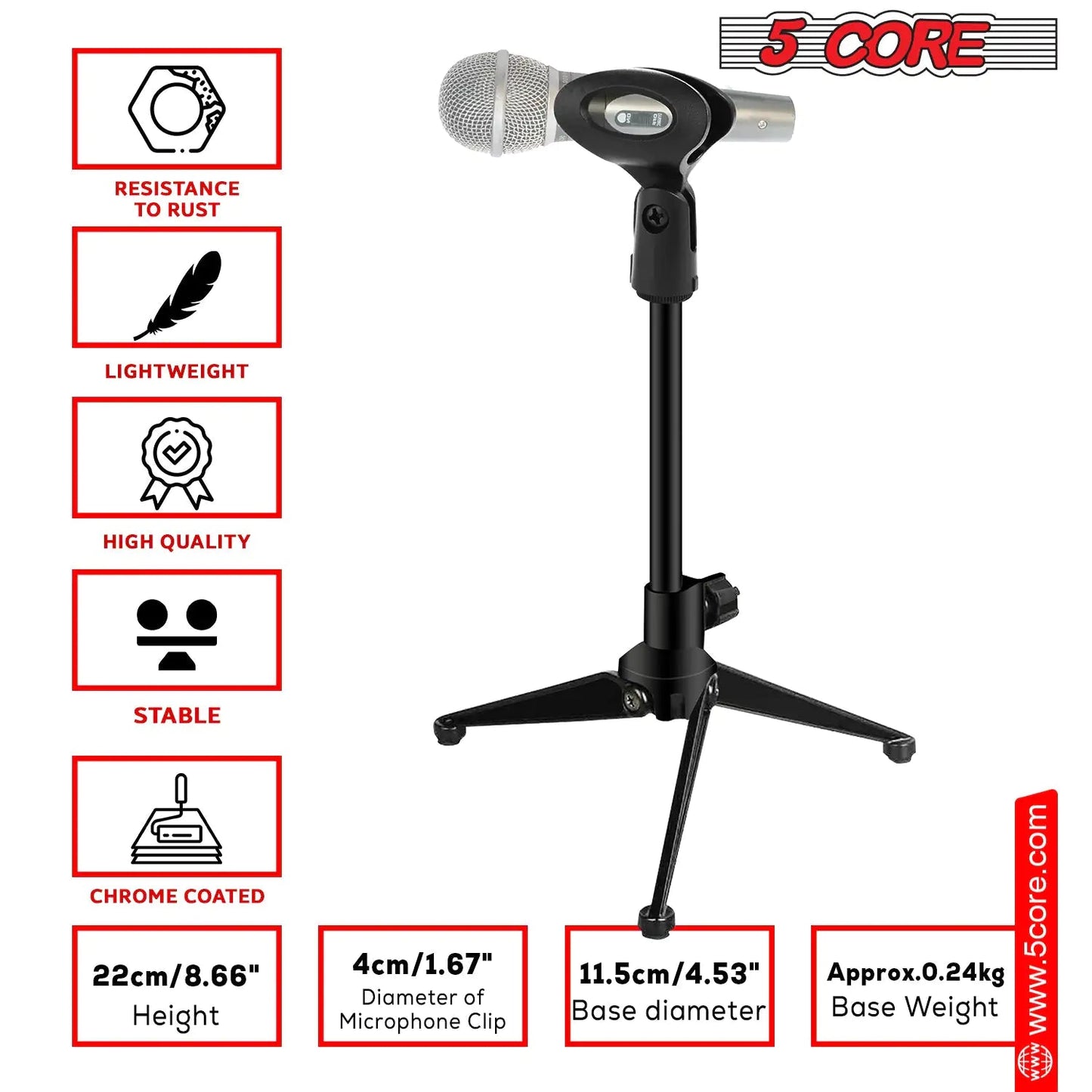 5Core Tripod Desktop Mic Stand Universal Desk Microphone Holder Table Top Stands - Jaazi Intl