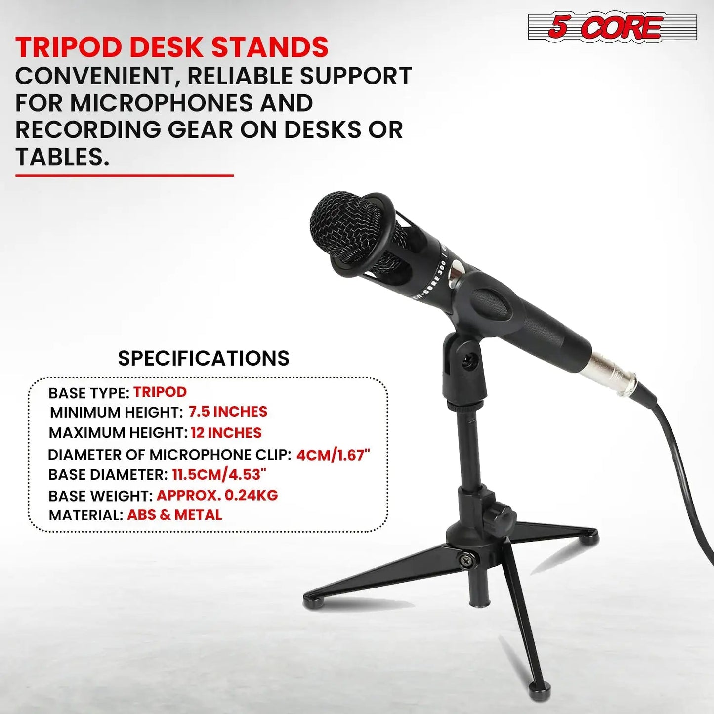 5Core Tripod Desktop Mic Stand Universal Desk Microphone Holder Table Top Stands - Jaazi Intl