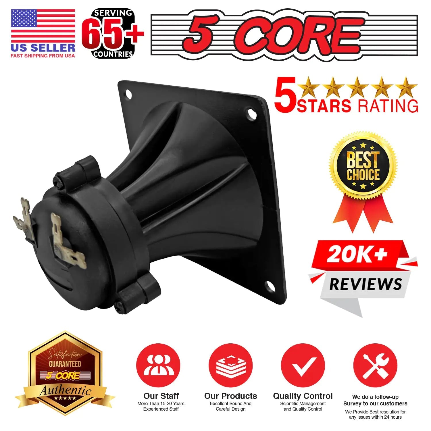 5Core Tweeter 3.25" x 3.25" 40W Component Square Driver Replacement Piezo Super Horn - Jaazi Intl