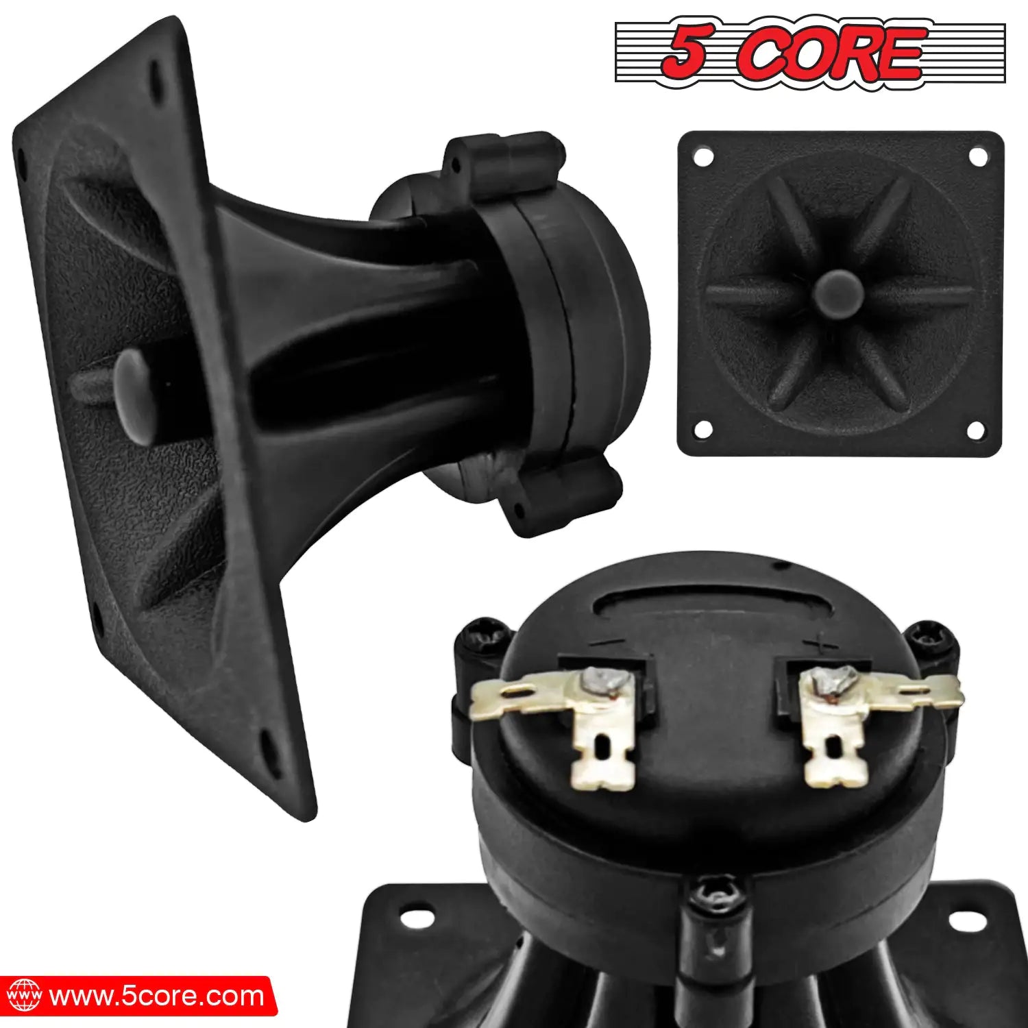 5Core Tweeter 3.25" x 3.25" 40W Component Square Driver Replacement Piezo Super Horn - Jaazi Intl