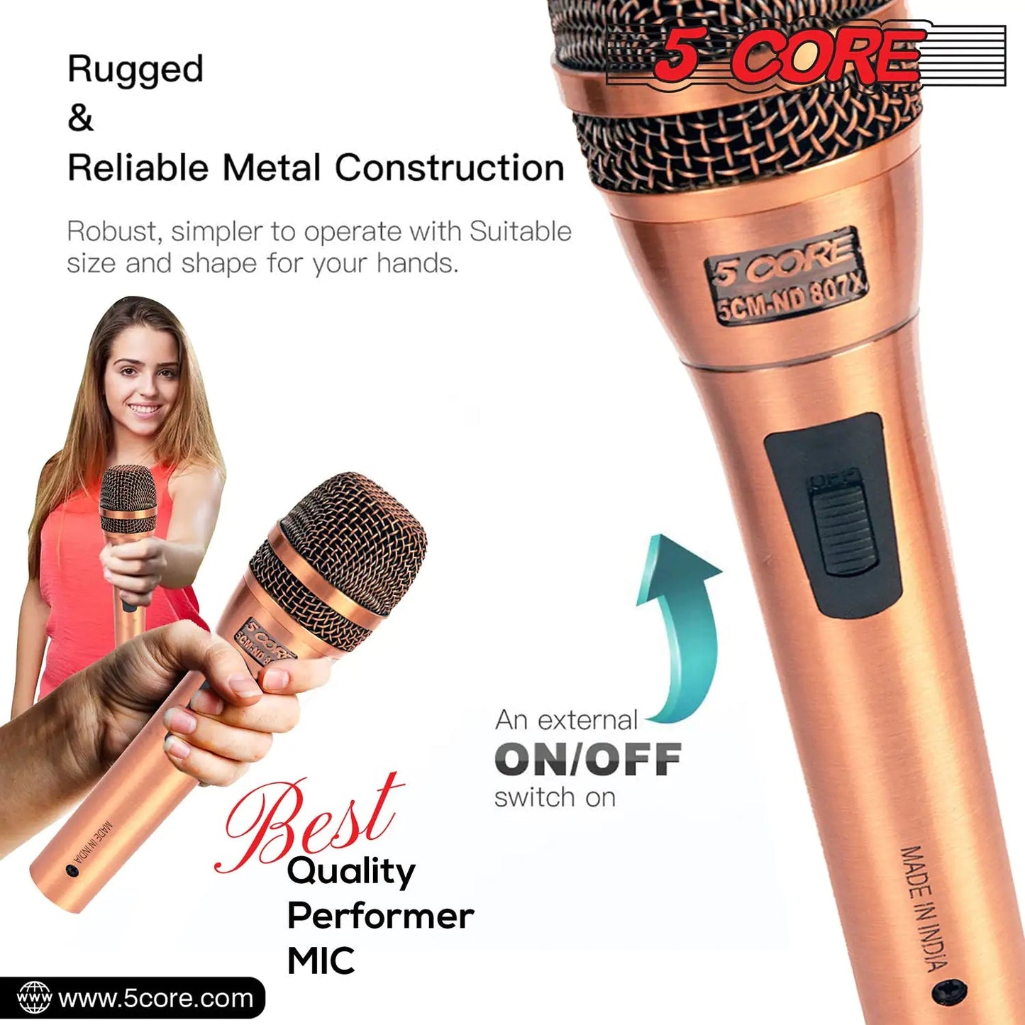 5Core XLR Microphone Dynamic Mic Karaoke Singing Studio Microfono Handheld Mics - Jaazi Intl