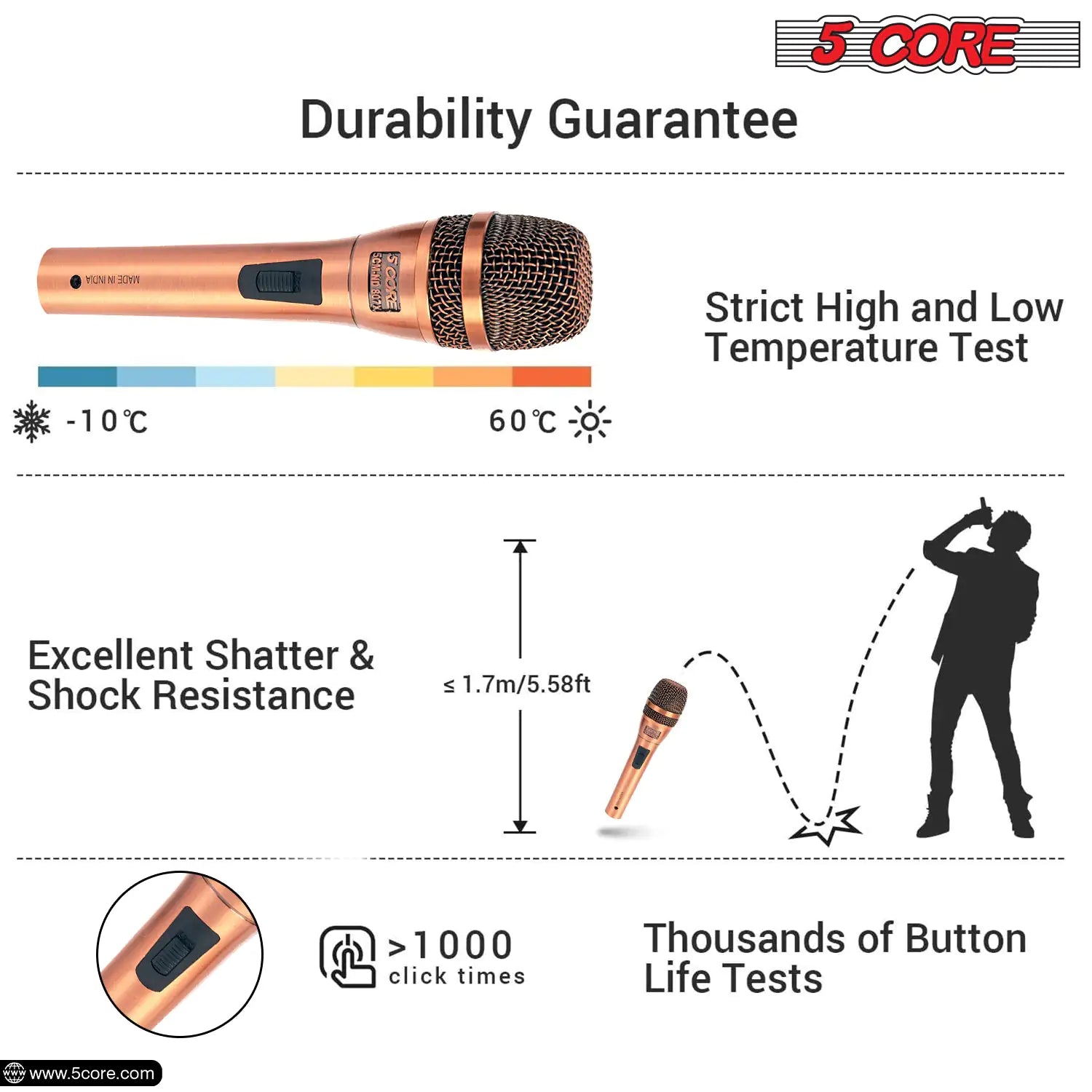 5Core XLR Microphone Dynamic Mic Karaoke Singing Studio Microfono Handheld Mics - Jaazi Intl