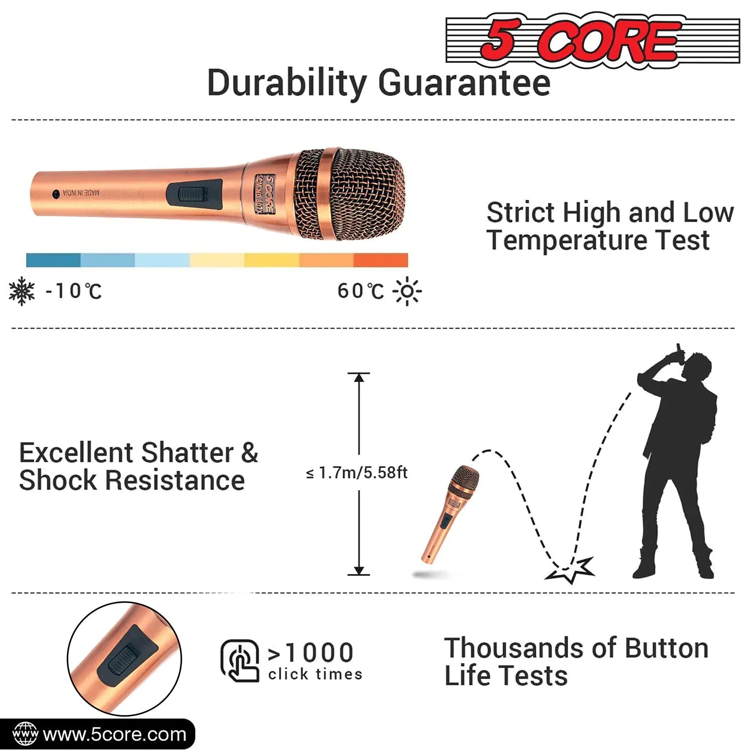 5Core XLR Microphone Dynamic Mic Karaoke Singing Studio Microfono Handheld Mics - Jaazi Intl