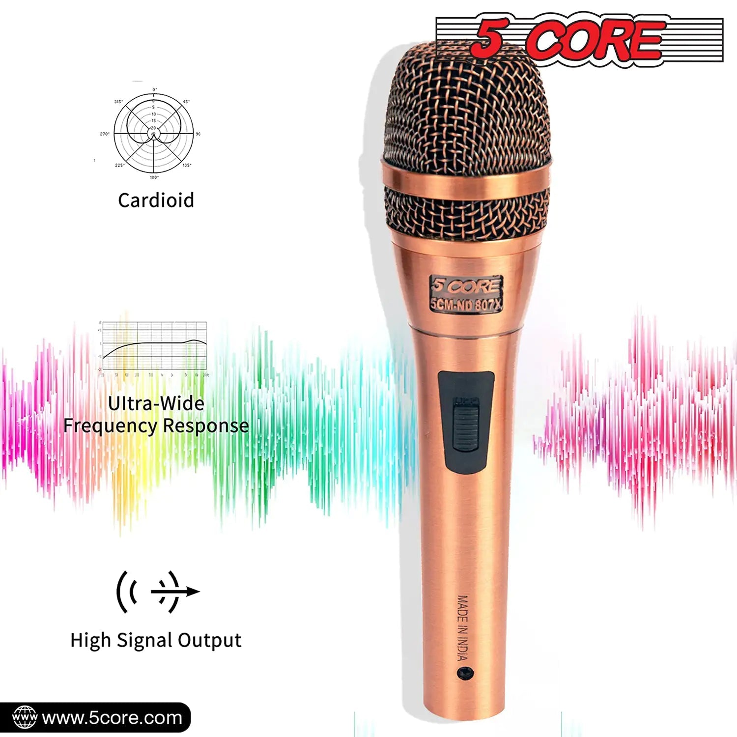 5Core XLR Microphone Dynamic Mic Karaoke Singing Studio Microfono Handheld Mics - Jaazi Intl