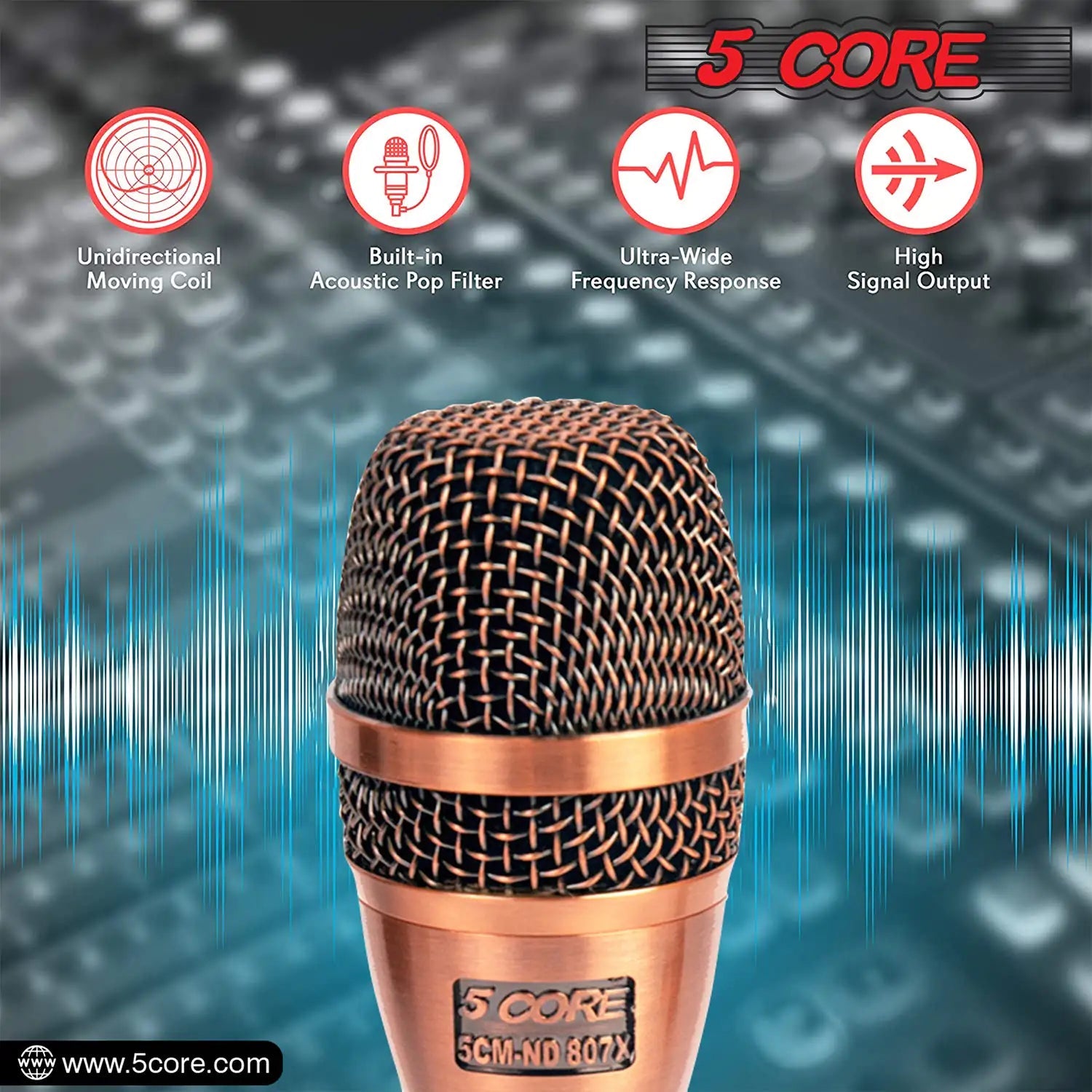 5Core XLR Microphone Dynamic Mic Karaoke Singing Studio Microfono Handheld Mics - Jaazi Intl