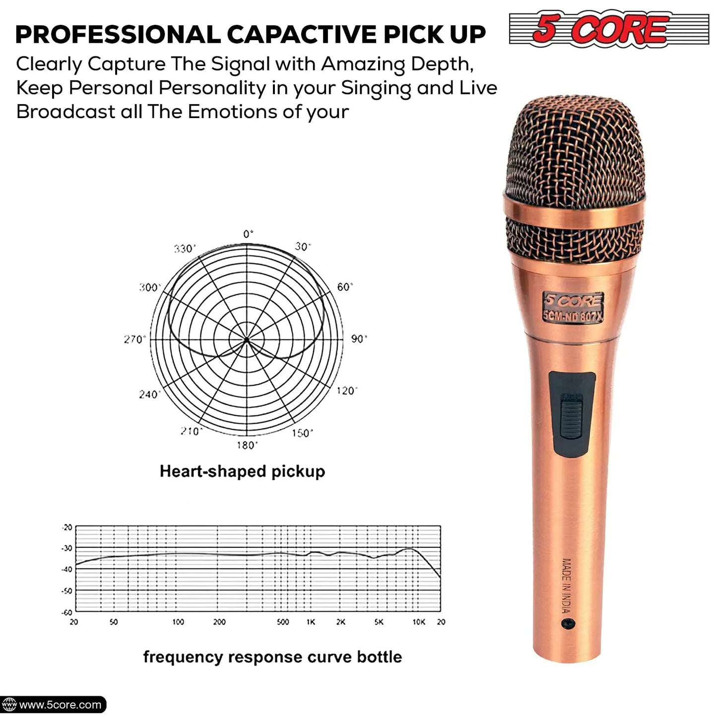 5Core XLR Microphone Dynamic Mic Karaoke Singing Studio Microfono Handheld Mics - Jaazi Intl