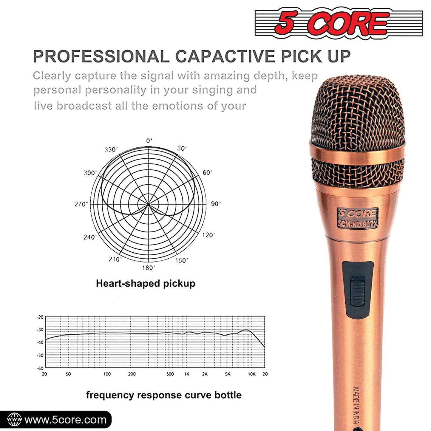 5Core XLR Microphone Dynamic Mic Karaoke Singing Studio Microfono Handheld Mics - Jaazi Intl