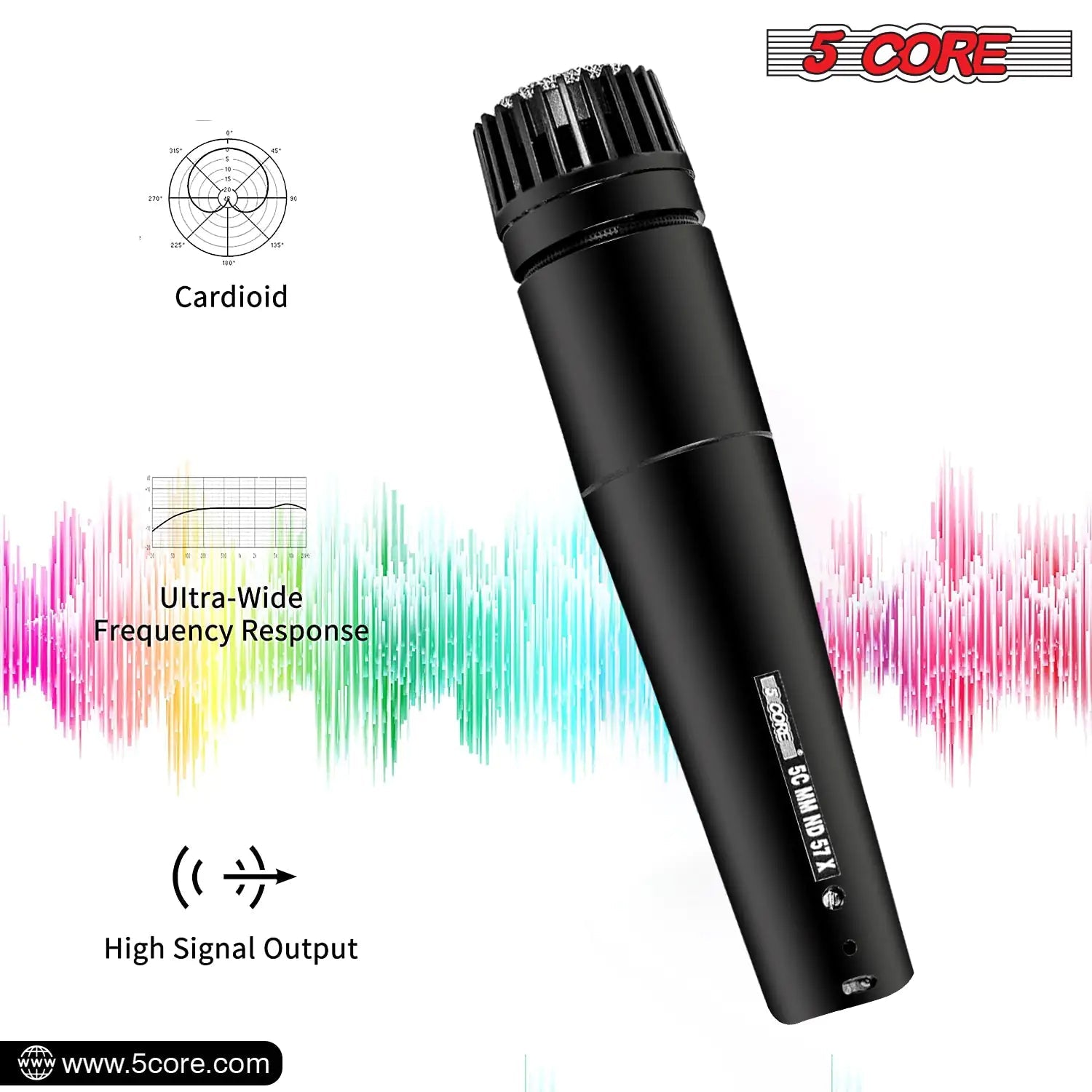 5Core XLR Microphone Dynamic Mic Karaoke Singing Studio Microfono Handheld Mics - Jaazi Intl