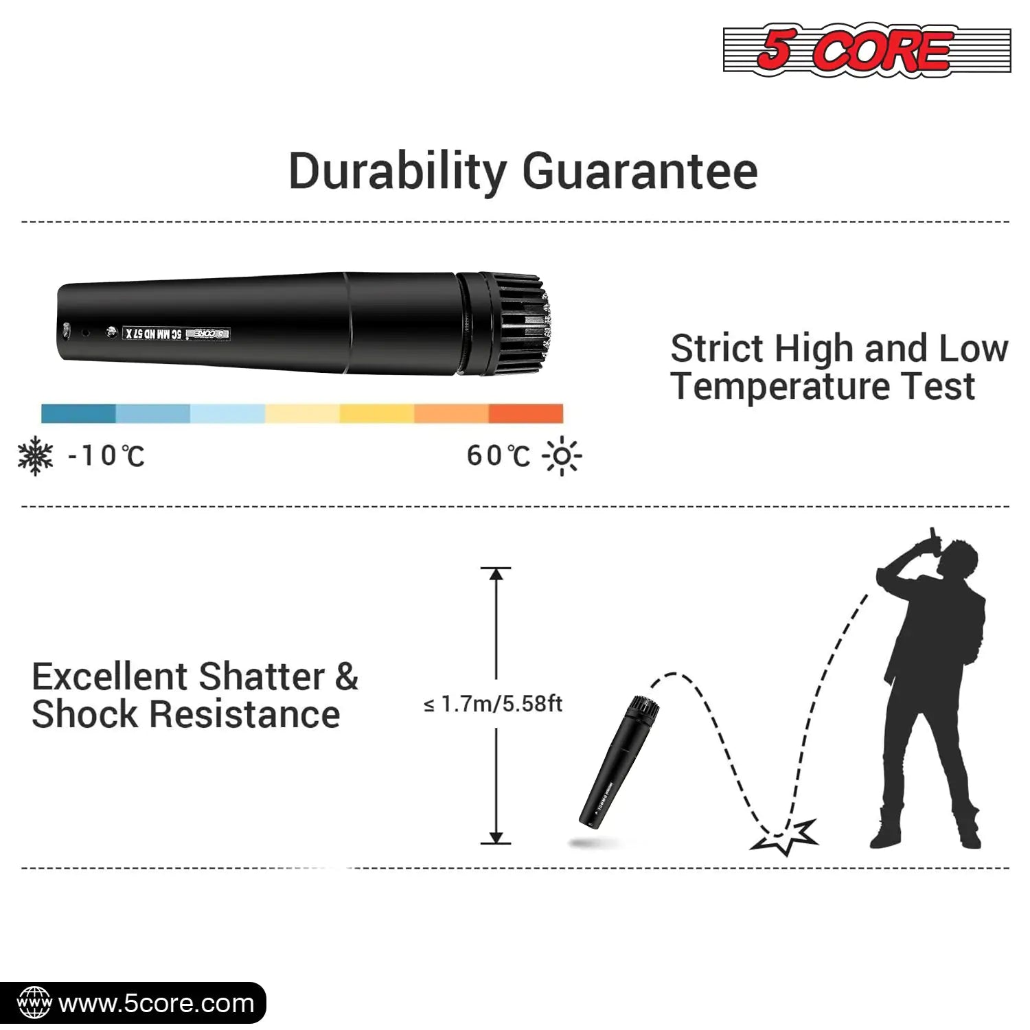 5Core XLR Microphone Dynamic Mic Karaoke Singing Studio Microfono Handheld Mics - Jaazi Intl