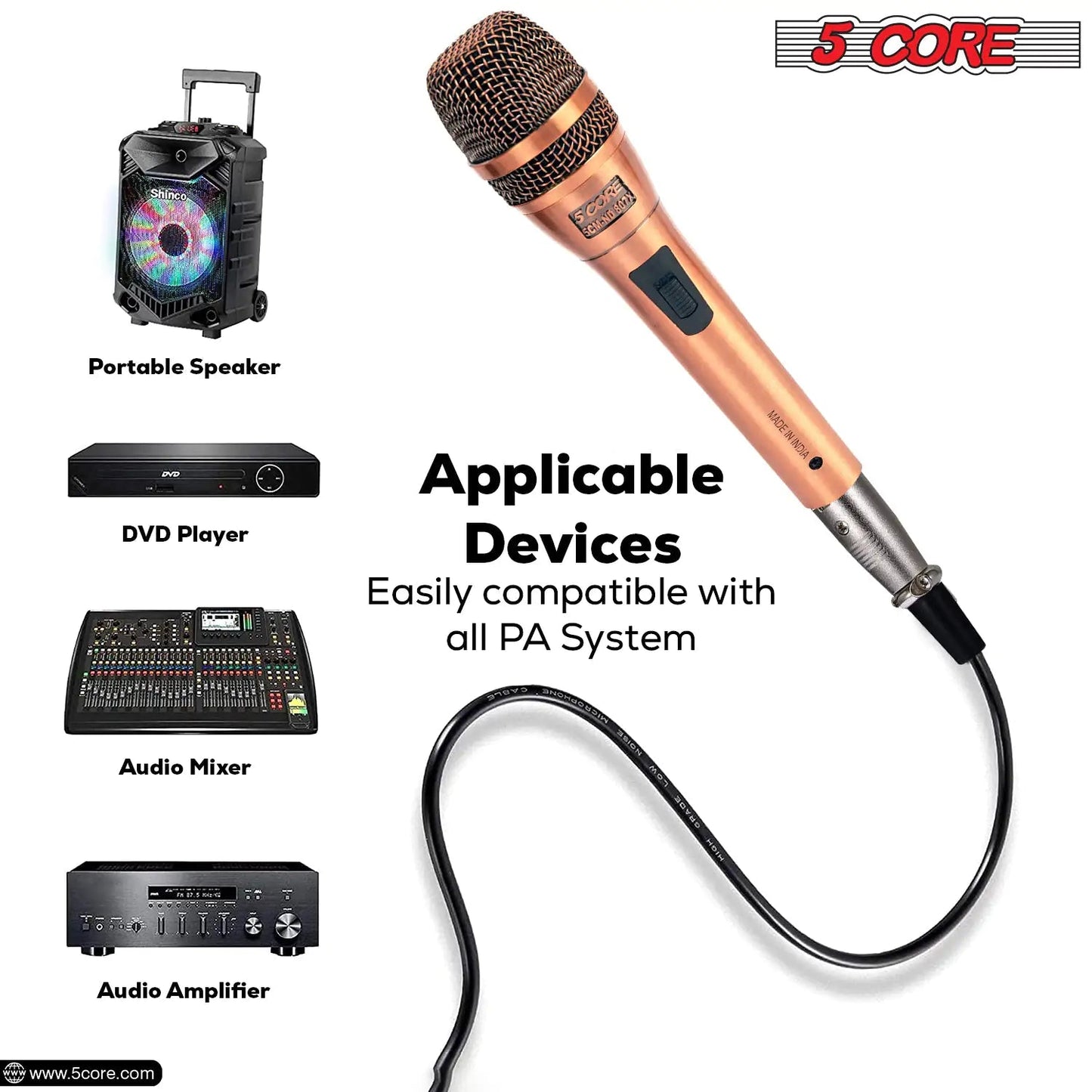 5Core XLR Microphone Dynamic Mic Karaoke Singing Studio Microfono Handheld Mics - Jaazi Intl