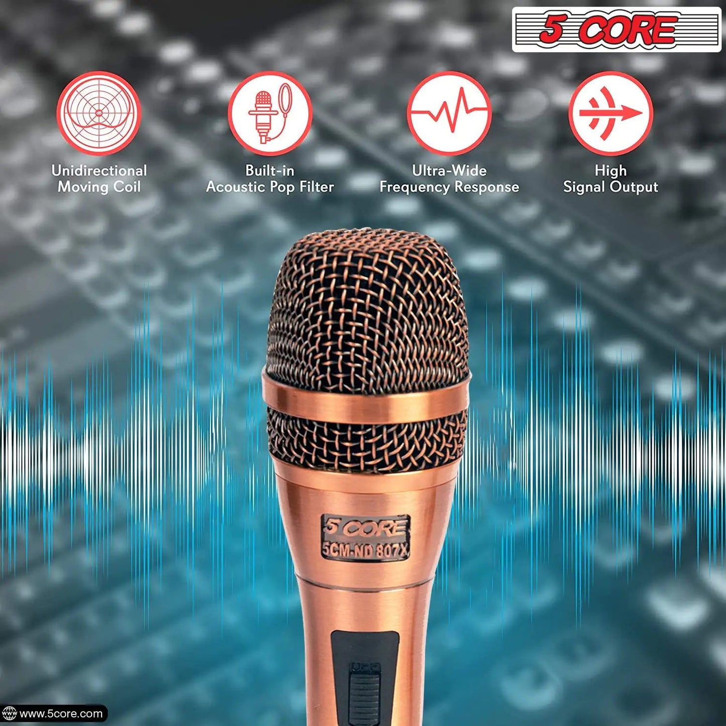 5Core XLR Microphone Dynamic Mic Karaoke Singing Studio Microfono Handheld Mics - Jaazi Intl