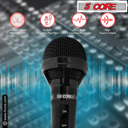 5Core XLR Microphone Dynamic Mic Karaoke Singing Studio Mics Handheld Microfono - Jaazi Intl