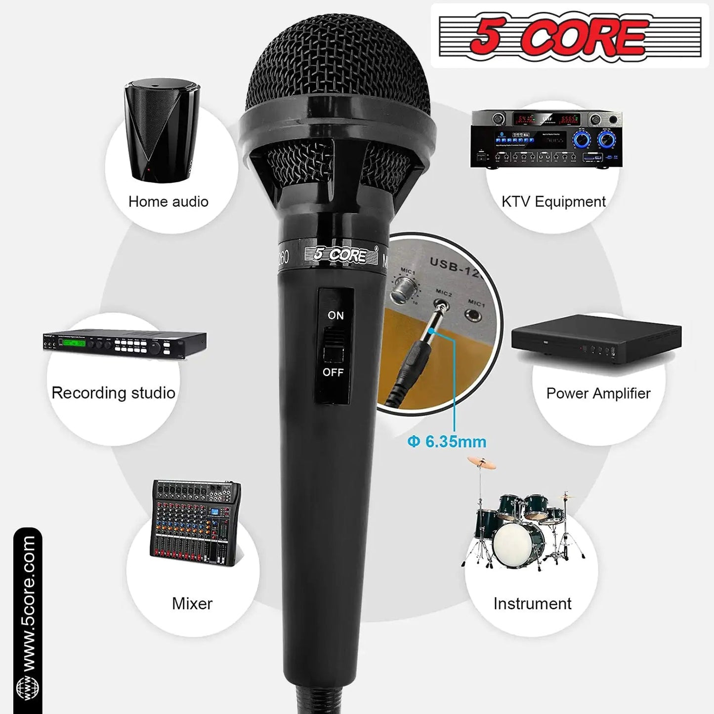 5Core XLR Microphone Dynamic Mic Karaoke Singing Studio Mics Handheld Microfono - Jaazi Intl