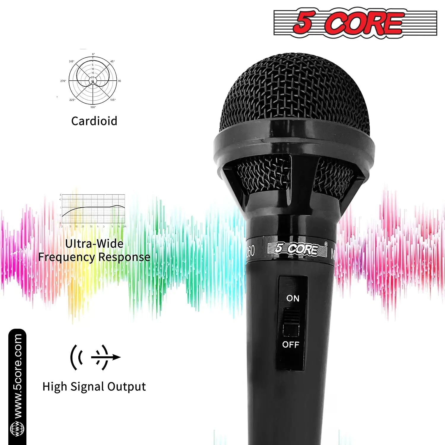 5Core XLR Microphone Dynamic Mic Karaoke Singing Studio Mics Handheld Microfono - Jaazi Intl