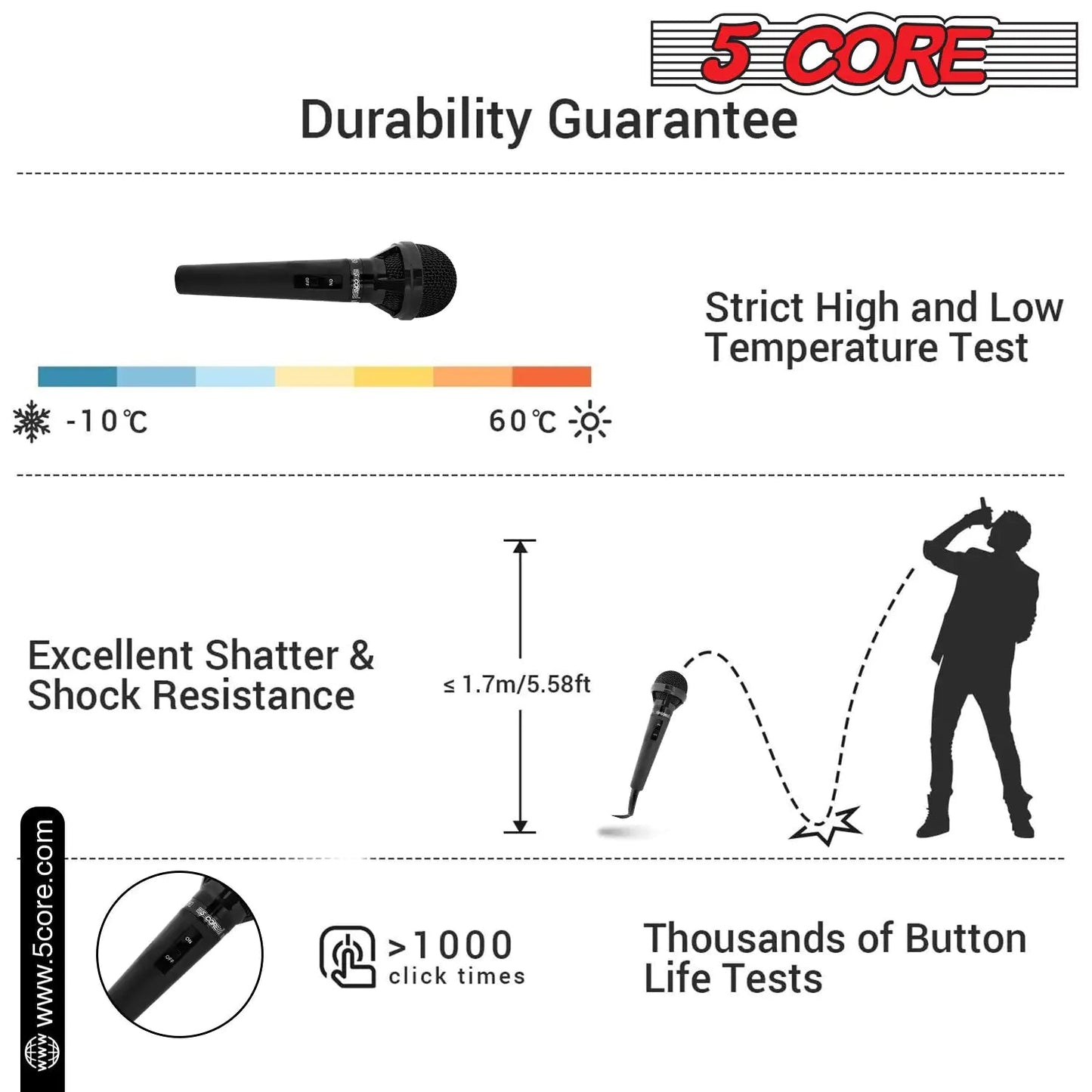 5Core XLR Microphone Dynamic Mic Karaoke Singing Studio Mics Handheld Microfono - Jaazi Intl