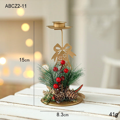 Christmas Candlestick Golden Wrought Iron Window Decoration