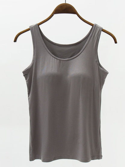 Full Size Wide Strap Modal Tank with Bra