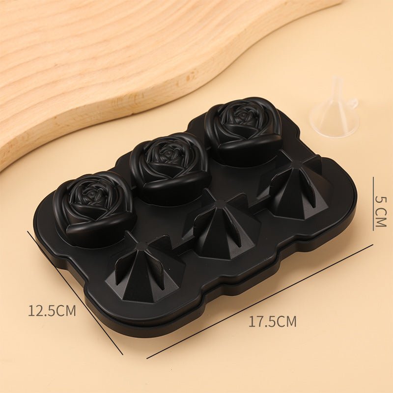 6 - piece Diamond Rose Ice Tray Edible Silicon Ice Cube Mold - Jaazi Intl