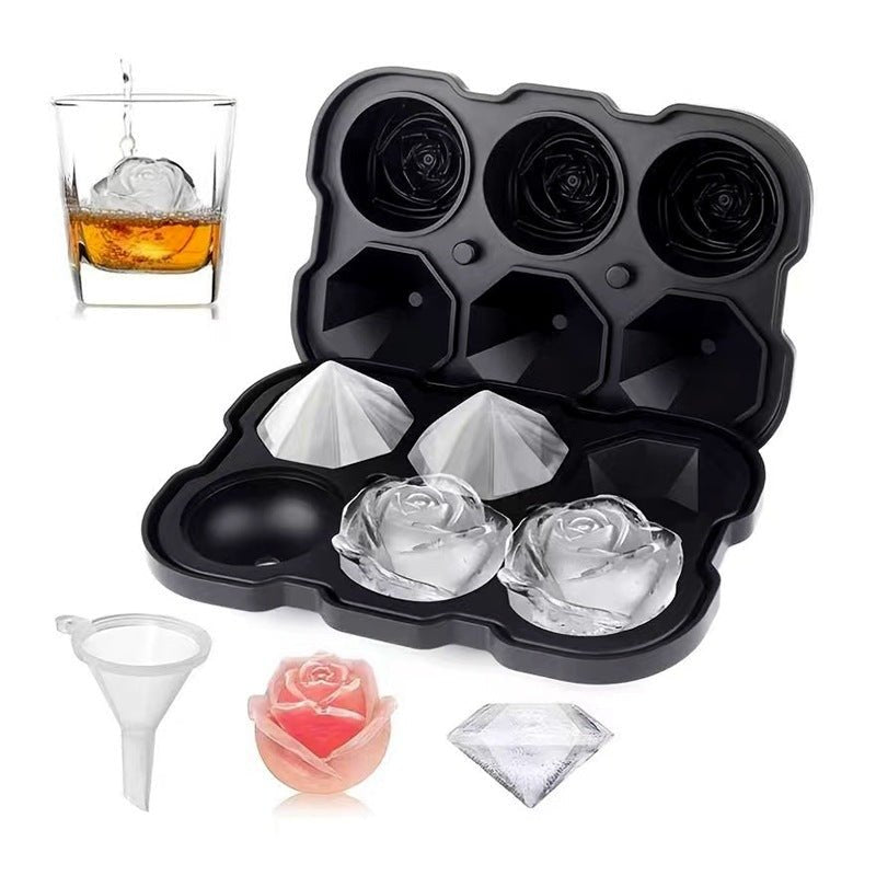 6 - piece Diamond Rose Ice Tray Edible Silicon Ice Cube Mold - Jaazi Intl