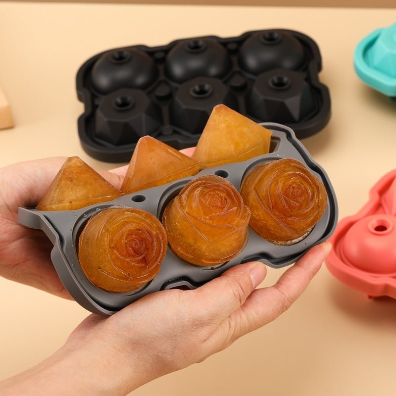 6 - piece Diamond Rose Ice Tray Edible Silicon Ice Cube Mold - Jaazi Intl