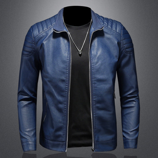 Men's Leather Motorcycle Jacket Thin Coat