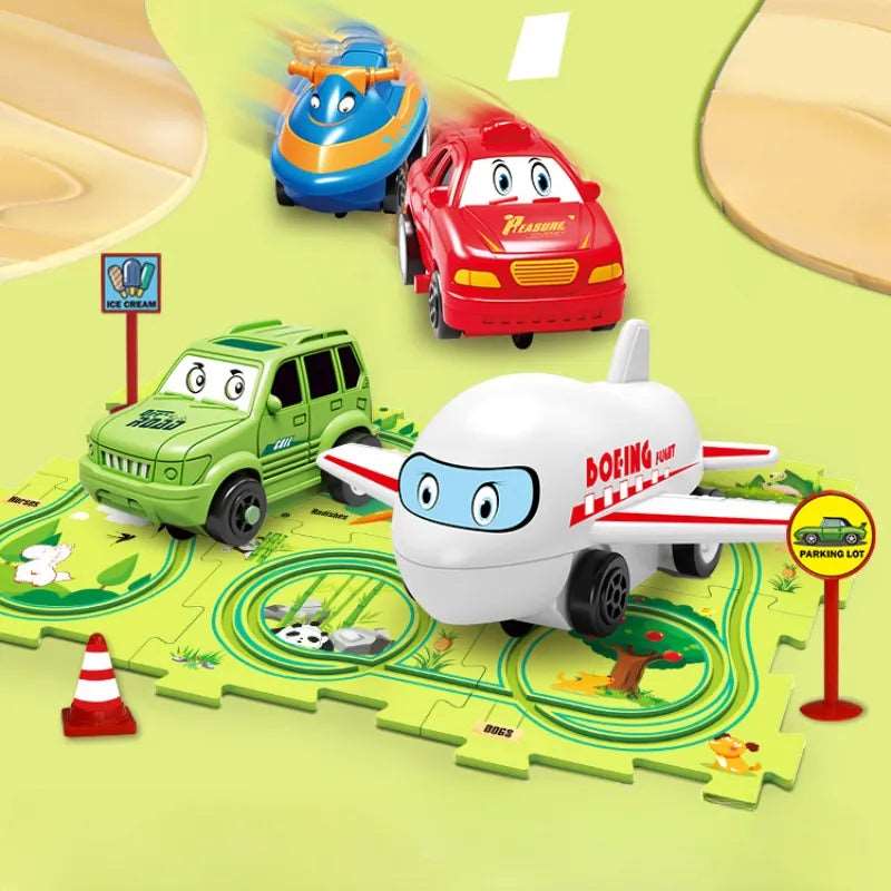 Children Puzzle Electric Railroad Speeder DIY Assembly Electric Car Automatic Rail City Scene Construction Education Toy Gift - Jaazi Intl