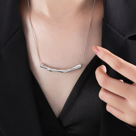 Personality Fashion All match Strip Irregular Pendant Frosty Necklace Round Snake Chain