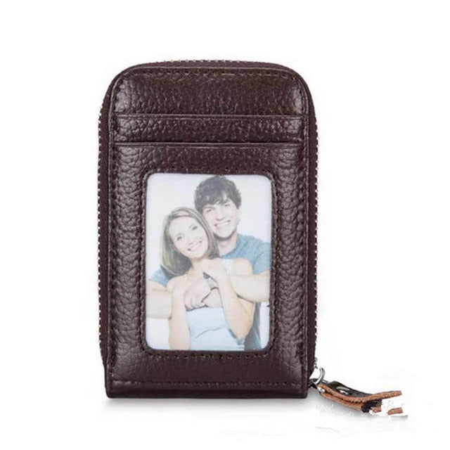 Men's Wallet Genuine PU Leather Credit Card Holder RFID Blocking Zipper Pocket Men bag Multi-card zipper palm