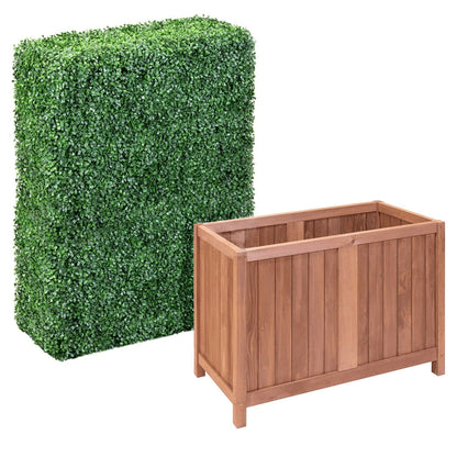 6ft Faux Boxwood Hedge with Wood Planter Box - Jaazi Intl