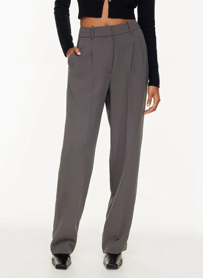 High Waist Straight Trousers With Pockets Wide Leg Casual Suit Pants For Women