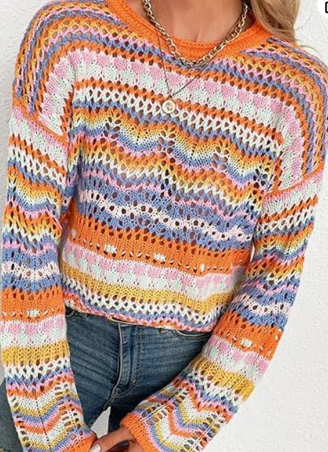 70s Knitted Multicolor Cardigan - Jaazi Intl