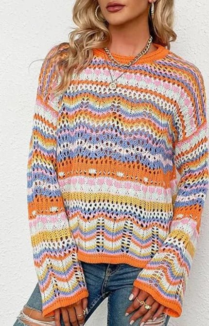 70s Knitted Multicolor Cardigan - Jaazi Intl