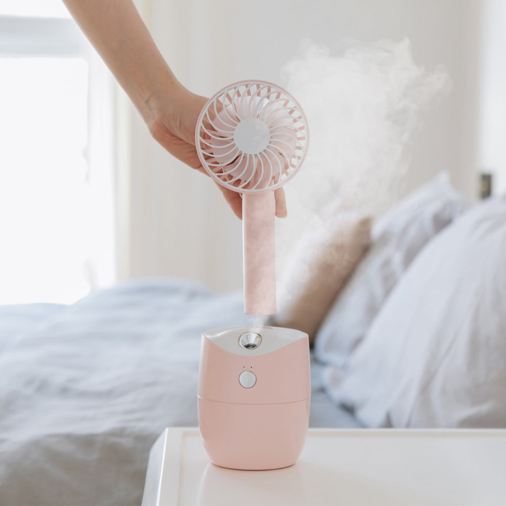 Nouveau Ventilateur de pulvérisation rotatif, Mini humidificateur Rechargeable USB, ventilateur à tête secouante silencieux et Portable 