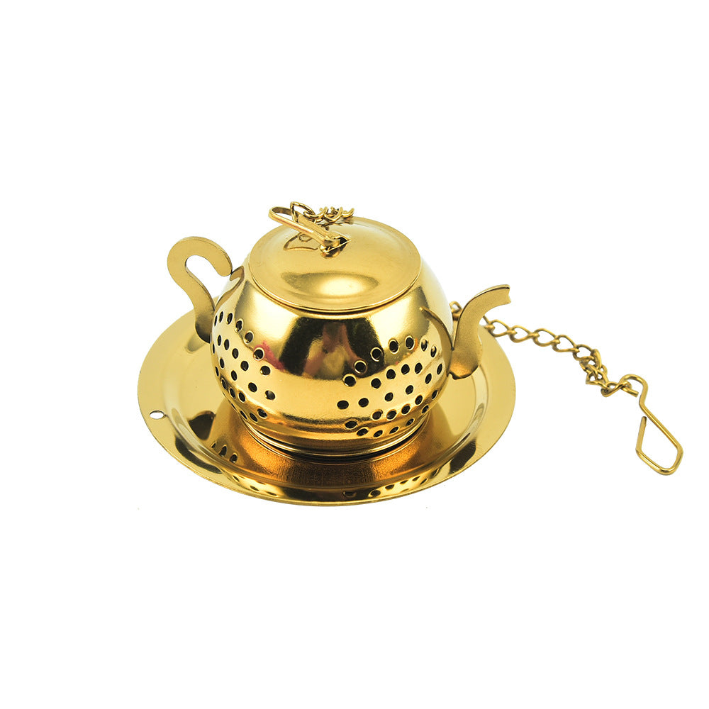 Gold Pendant Chain Tea Ball Stainless Steel Filtration Office Tea Making Device