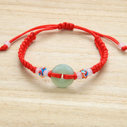 Bracelet en corde rouge Bunbun tissé à la main, pièce de monnaie en cuivre