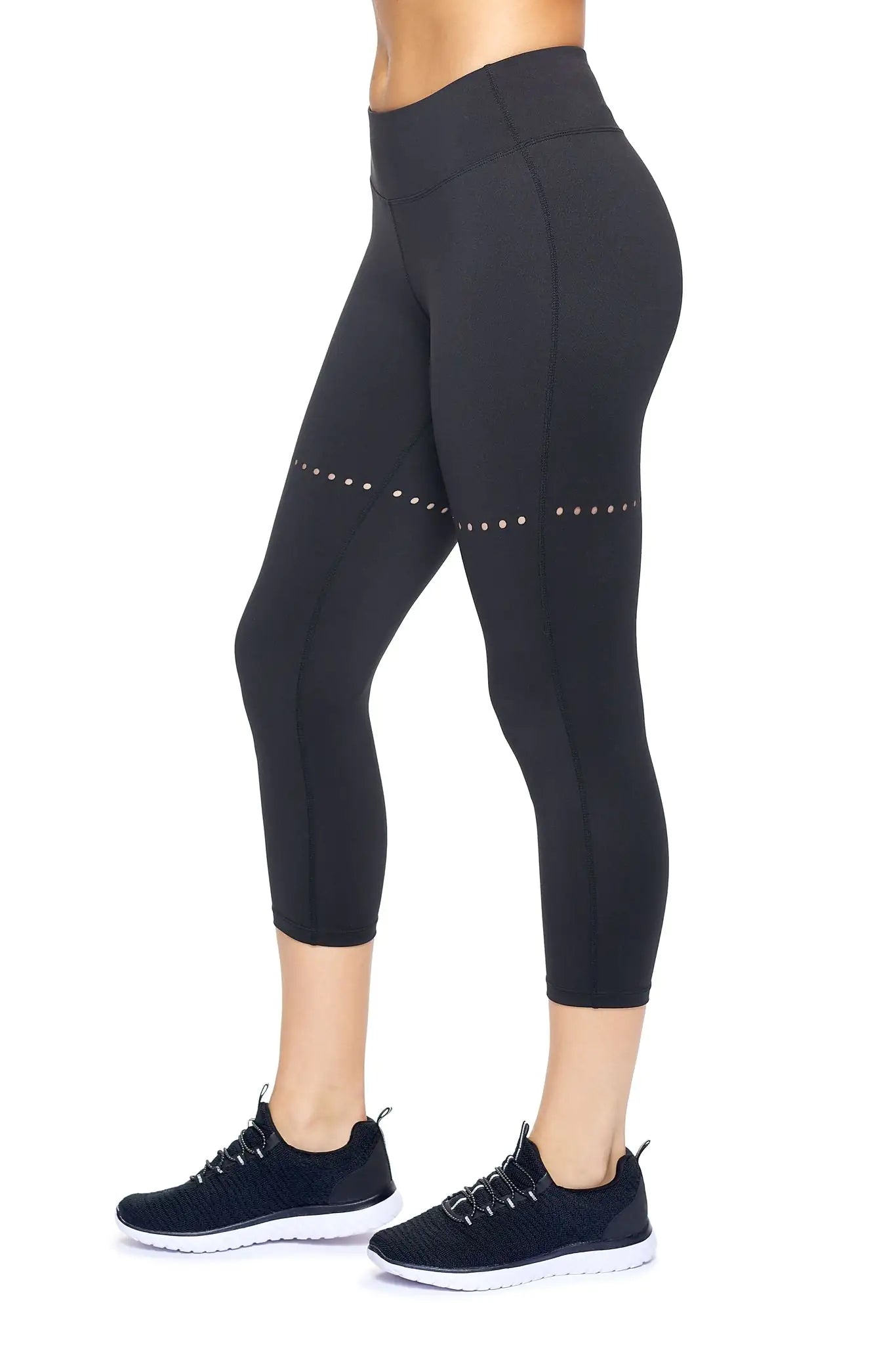 Women's Mid-Rise Faux Seam Laser Cut Capri Leggings