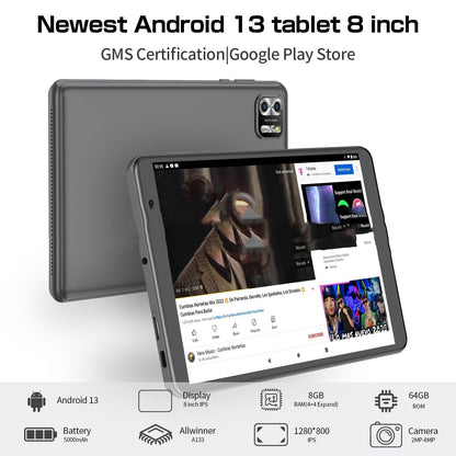 8 - inch Eight - core Tablet PC Android 13 System 64g Large Capacity - Jaazi Intl