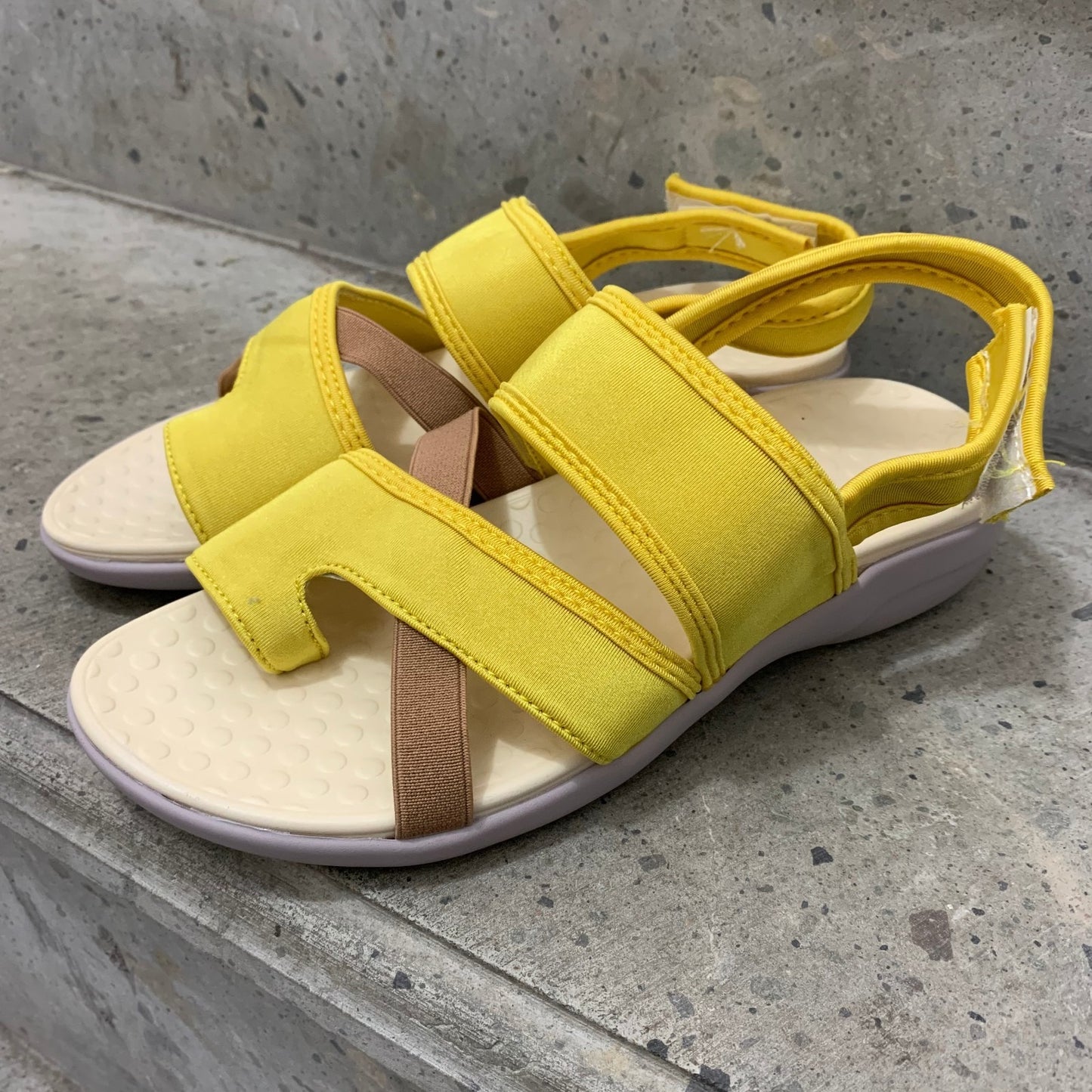 Summer Toe Thick Sole Beach Sandals with Velcro One Line Buckle Flat Bottom 43 Large Women's Shoes