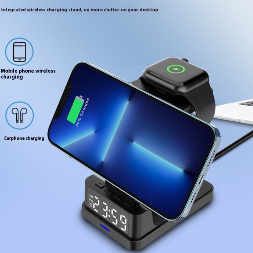 Magnetic Three-in-one 15W Wireless Charger With Clock